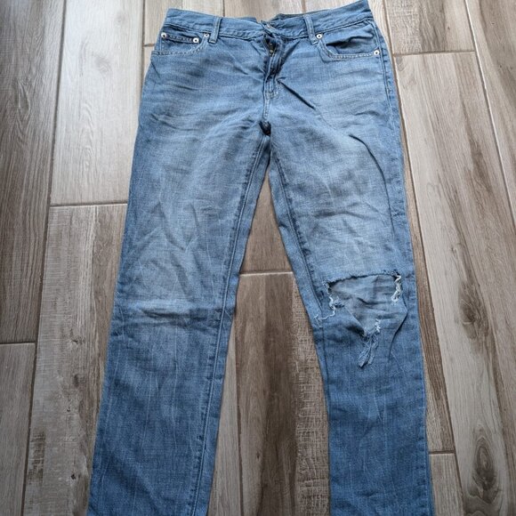 GAP Denim Best Girlfriend Women’s Jeans Size 27 Distressed Light Wash - Picture 1 of 5